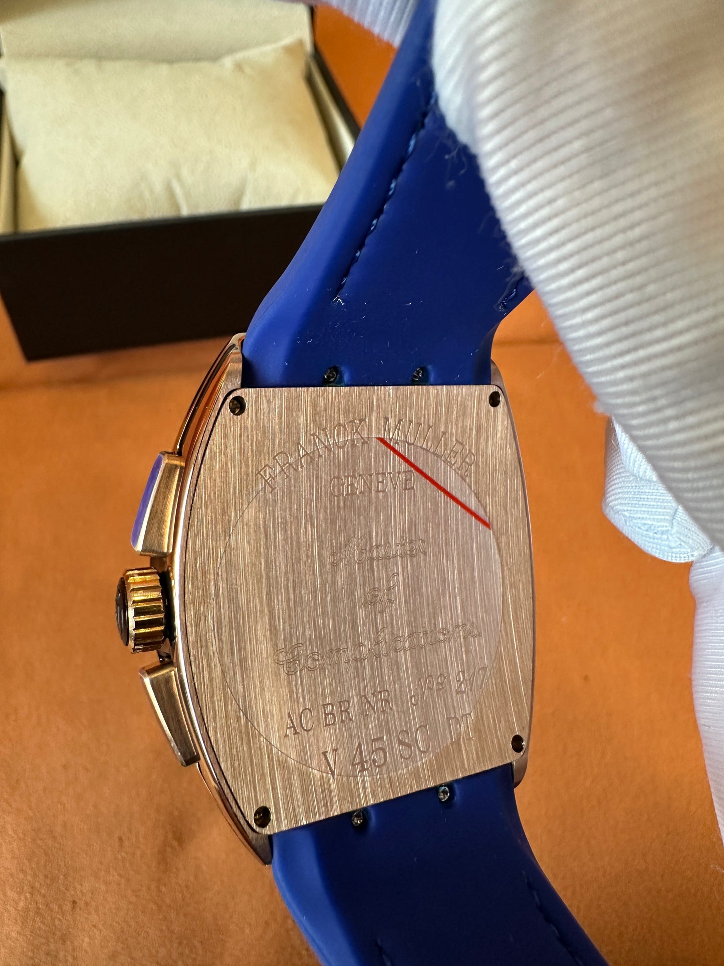 Franck Muller Vanguard V45 Rose Gold Tonneau Chronograph