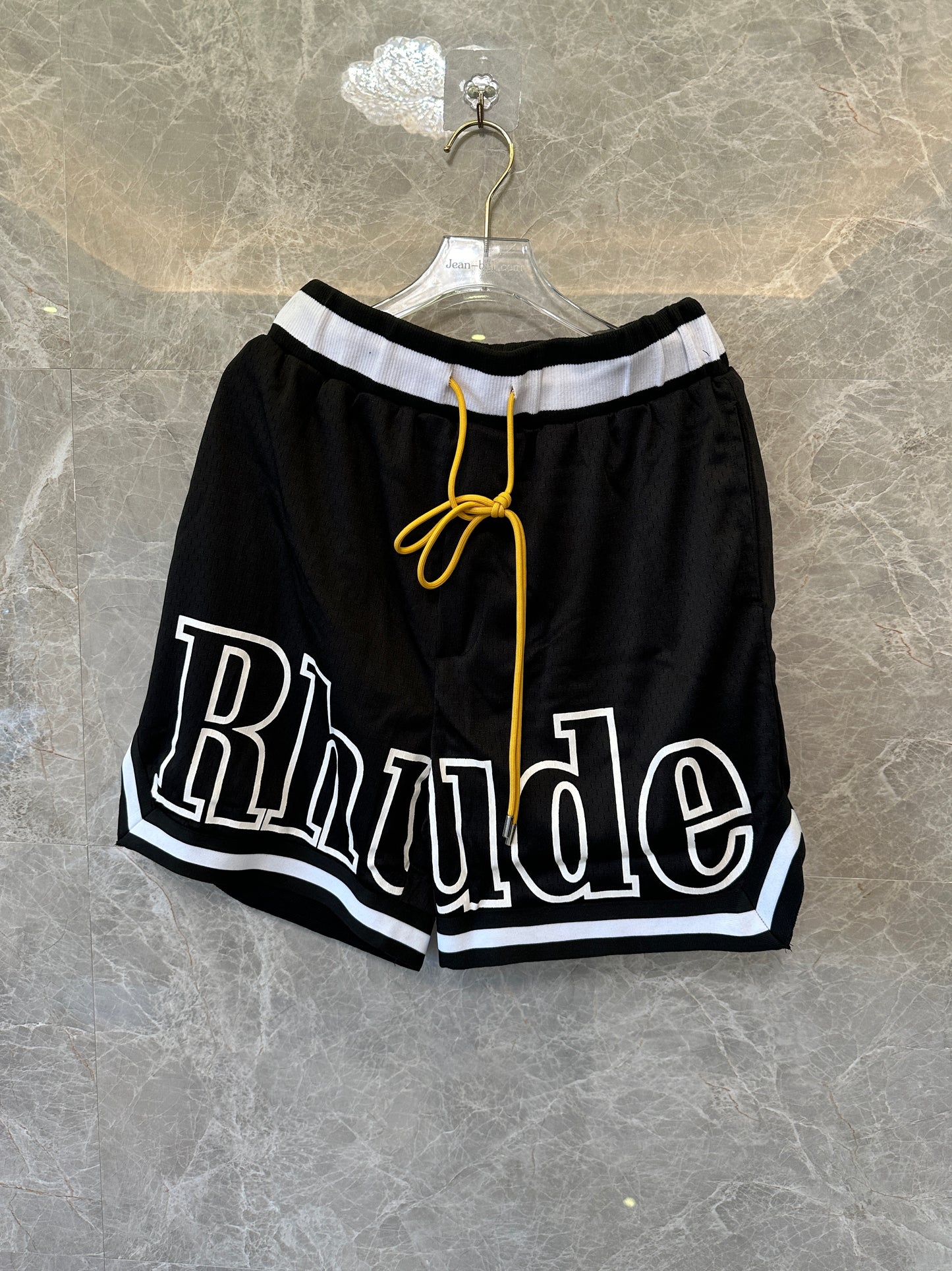 Calções Rhude Logo Mesh – Preto e Vermelho