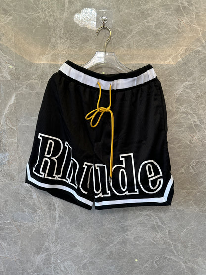 Calções Rhude Logo Mesh – Preto e Vermelho
