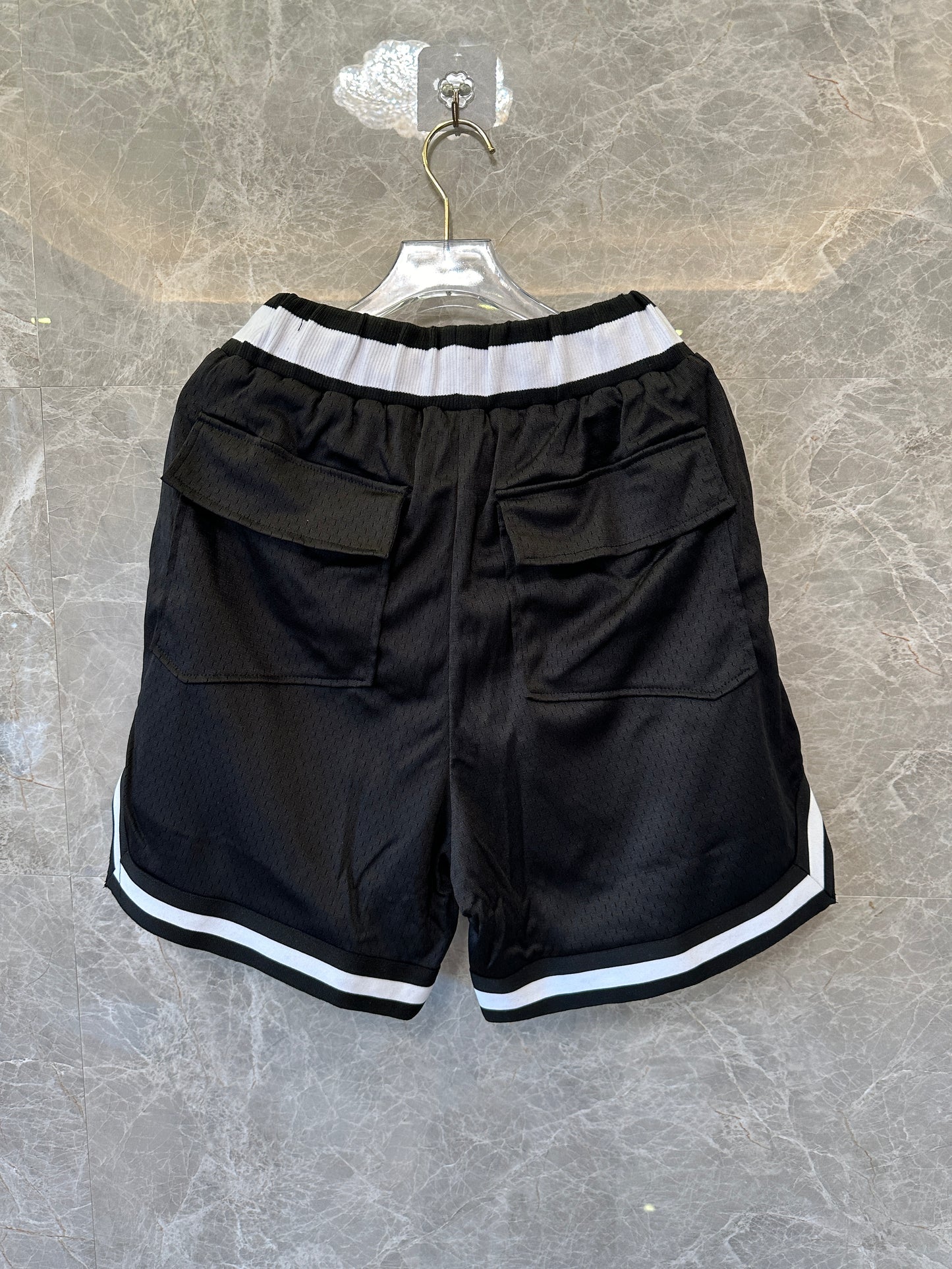 Calções Rhude Logo Mesh – Preto e Vermelho