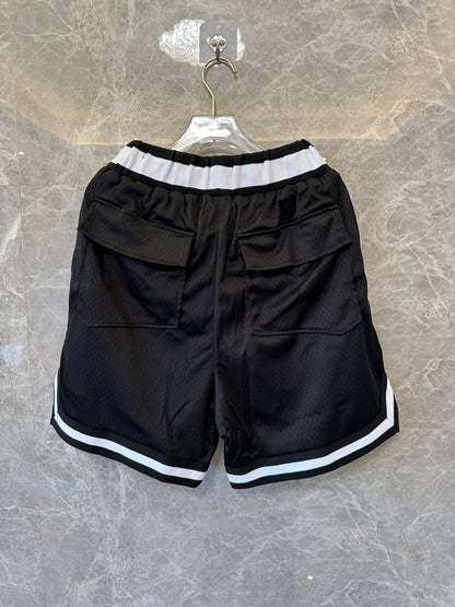 Calções Rhude Logo Mesh – Preto e Vermelho