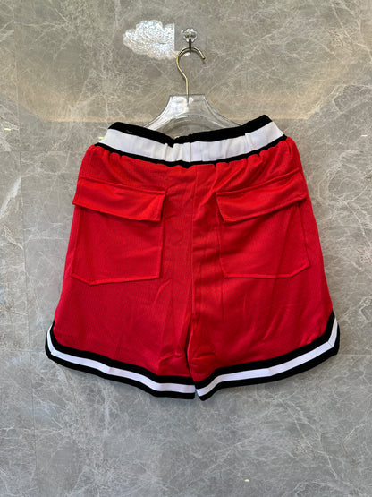 Calções Rhude Logo Mesh – Preto e Vermelho