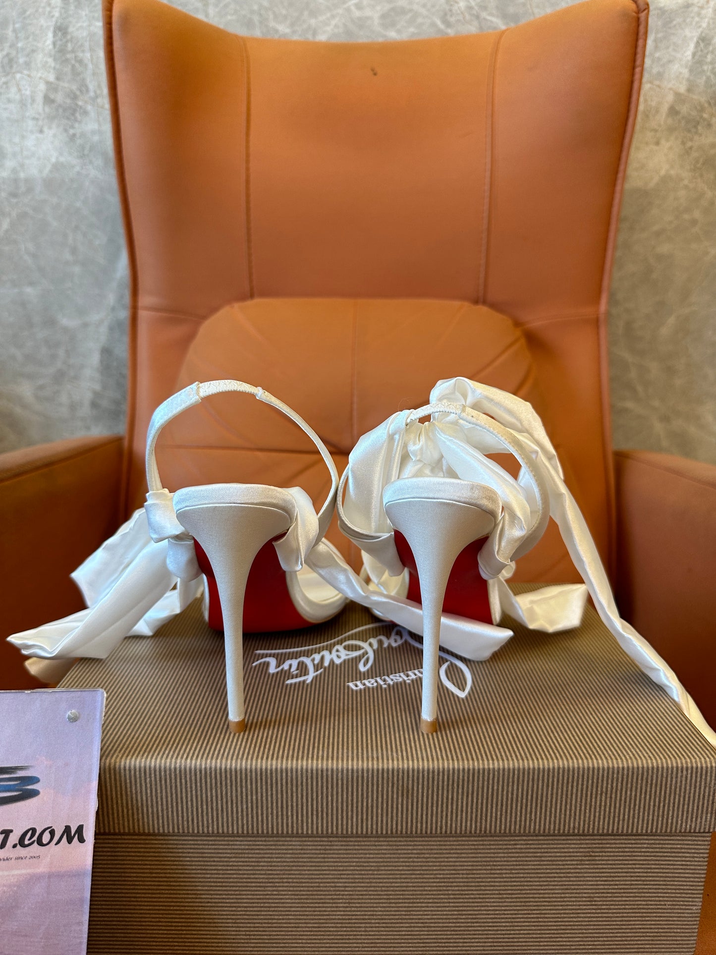 Christian Louboutin Red Sole Ribbon Ankle Heels