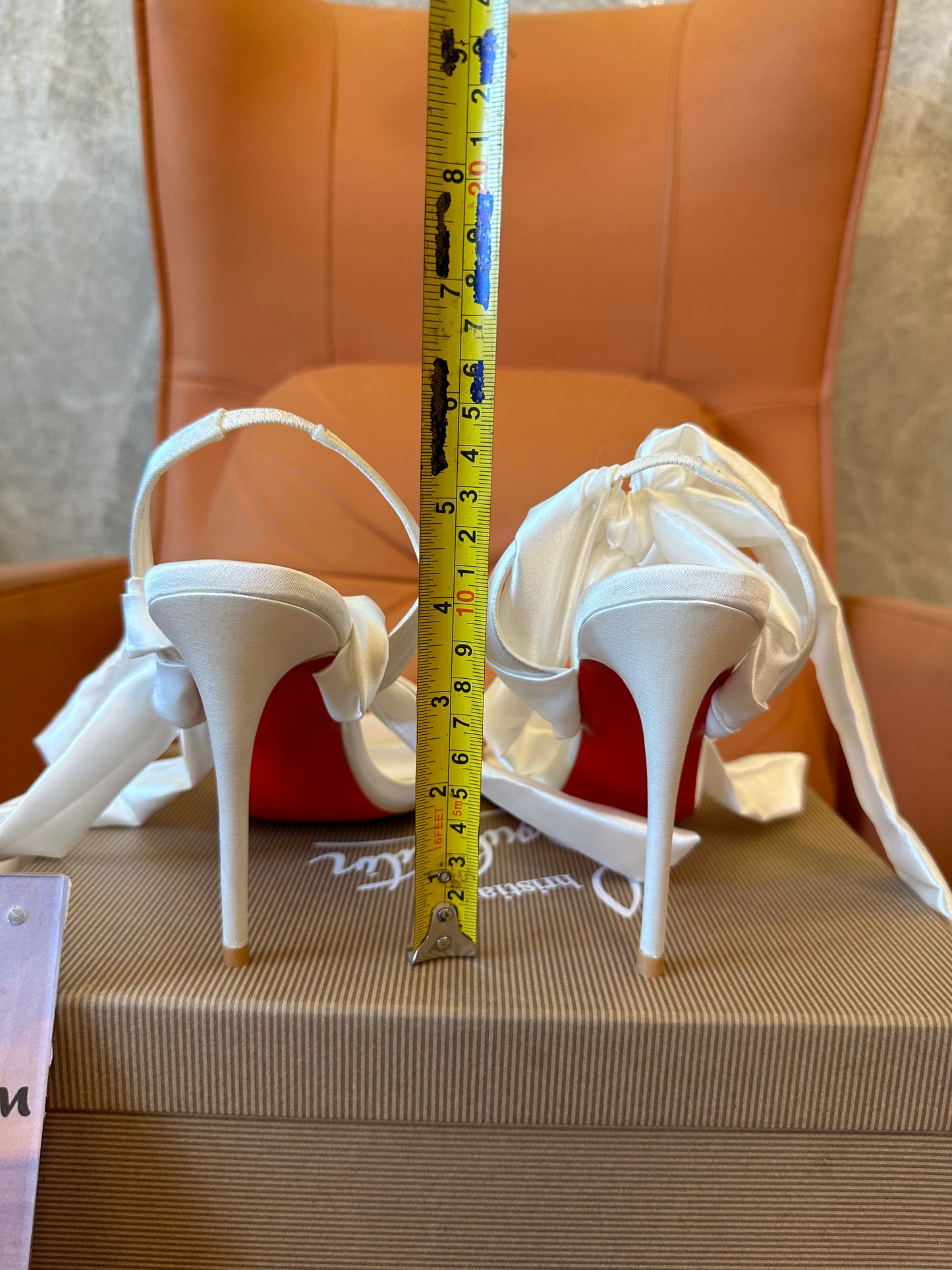 Christian Louboutin Red Sole Ribbon Ankle Heels