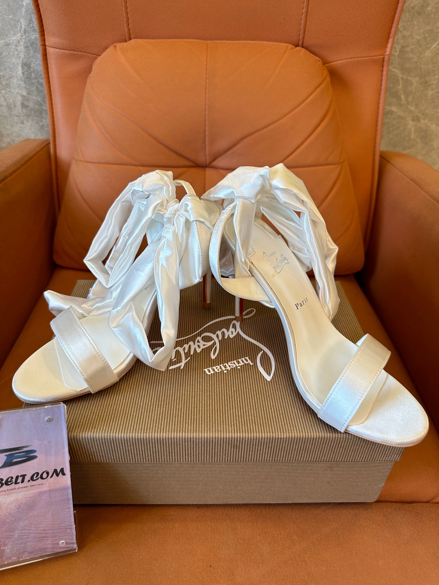 Christian Louboutin Red Sole Ribbon Ankle Heels