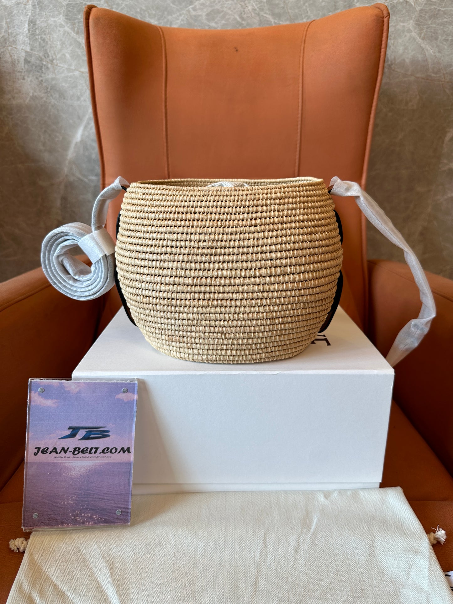 LOEWE Woven Raffia Bucket Crossbody Bag