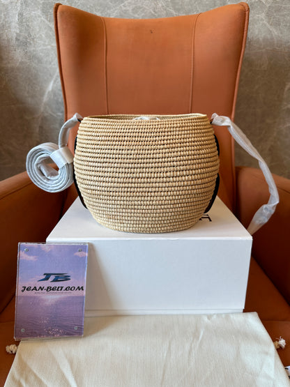 LOEWE Woven Raffia Bucket Crossbody Bag