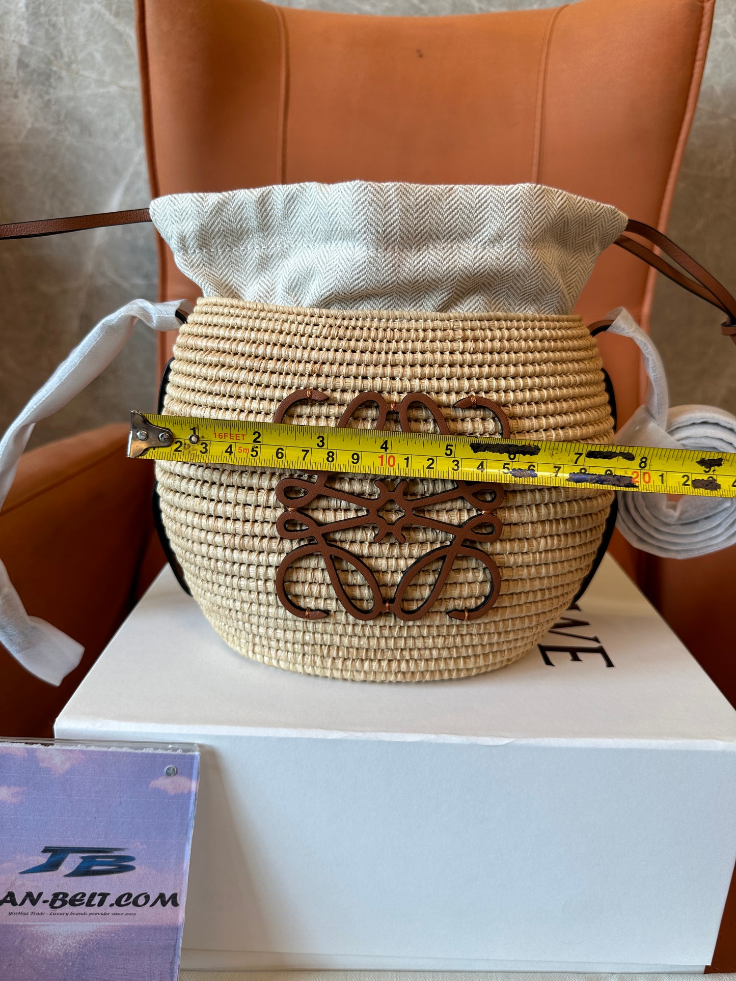 LOEWE Woven Raffia Bucket Crossbody Bag