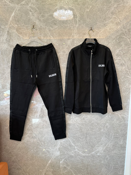 Balmain Black Zip Jacket & Jogger Set