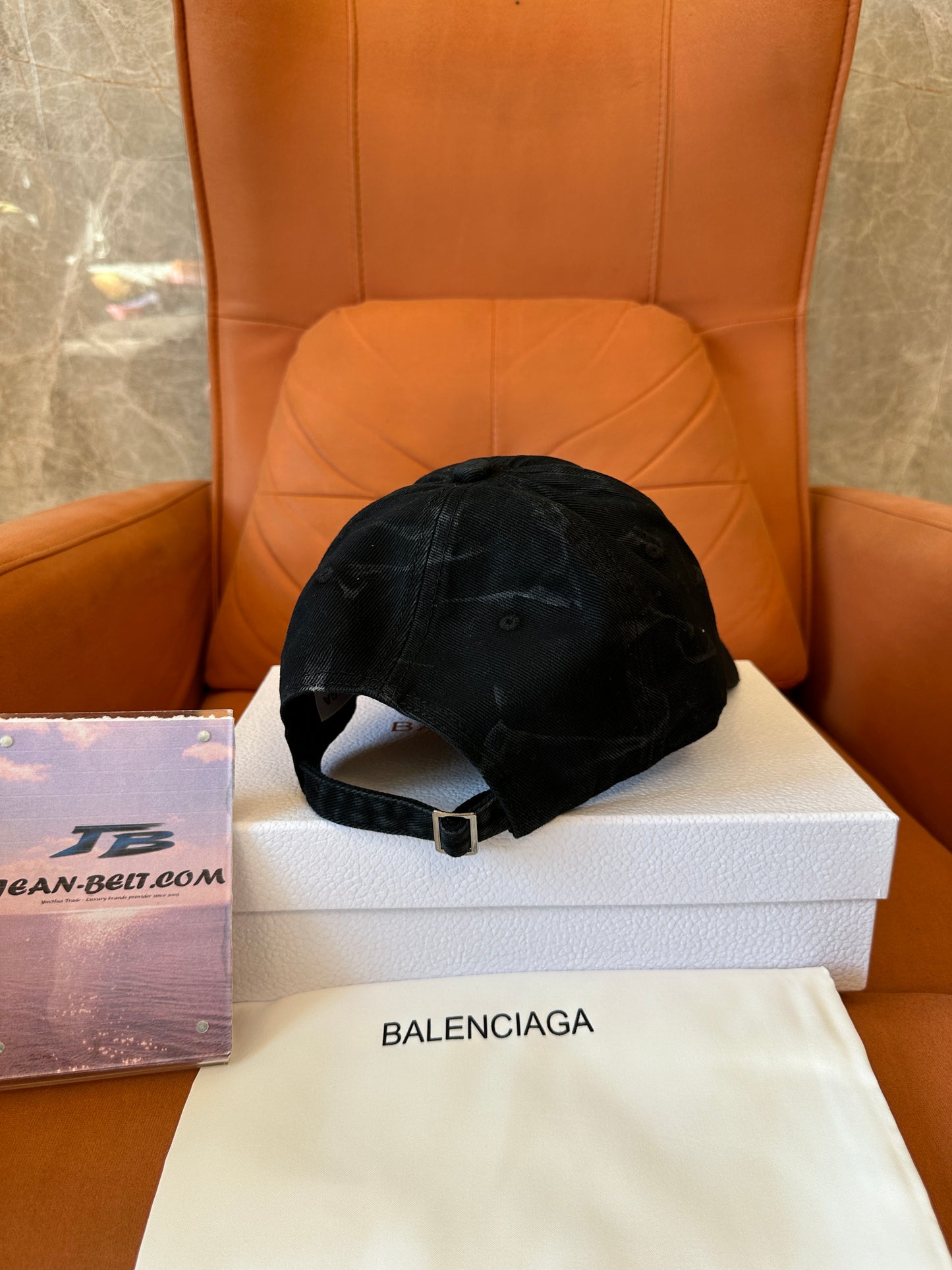 Balenciaga Logo Distressed Cotton Baseball Cap