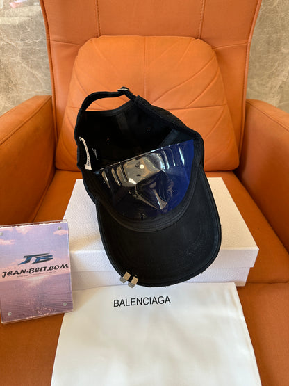 Balenciaga Logo Distressed Cotton Baseball Cap
