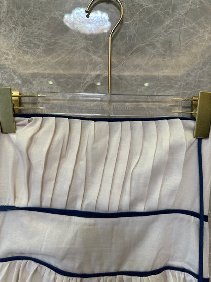 Zimmermann Strapless Blue Floral Print Linen Maxi Dress