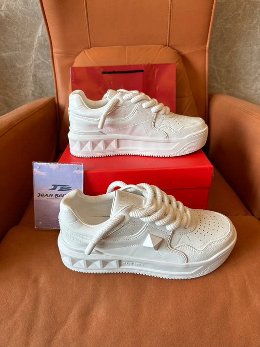 Valentino Garavani White Leather Platform Sneakers