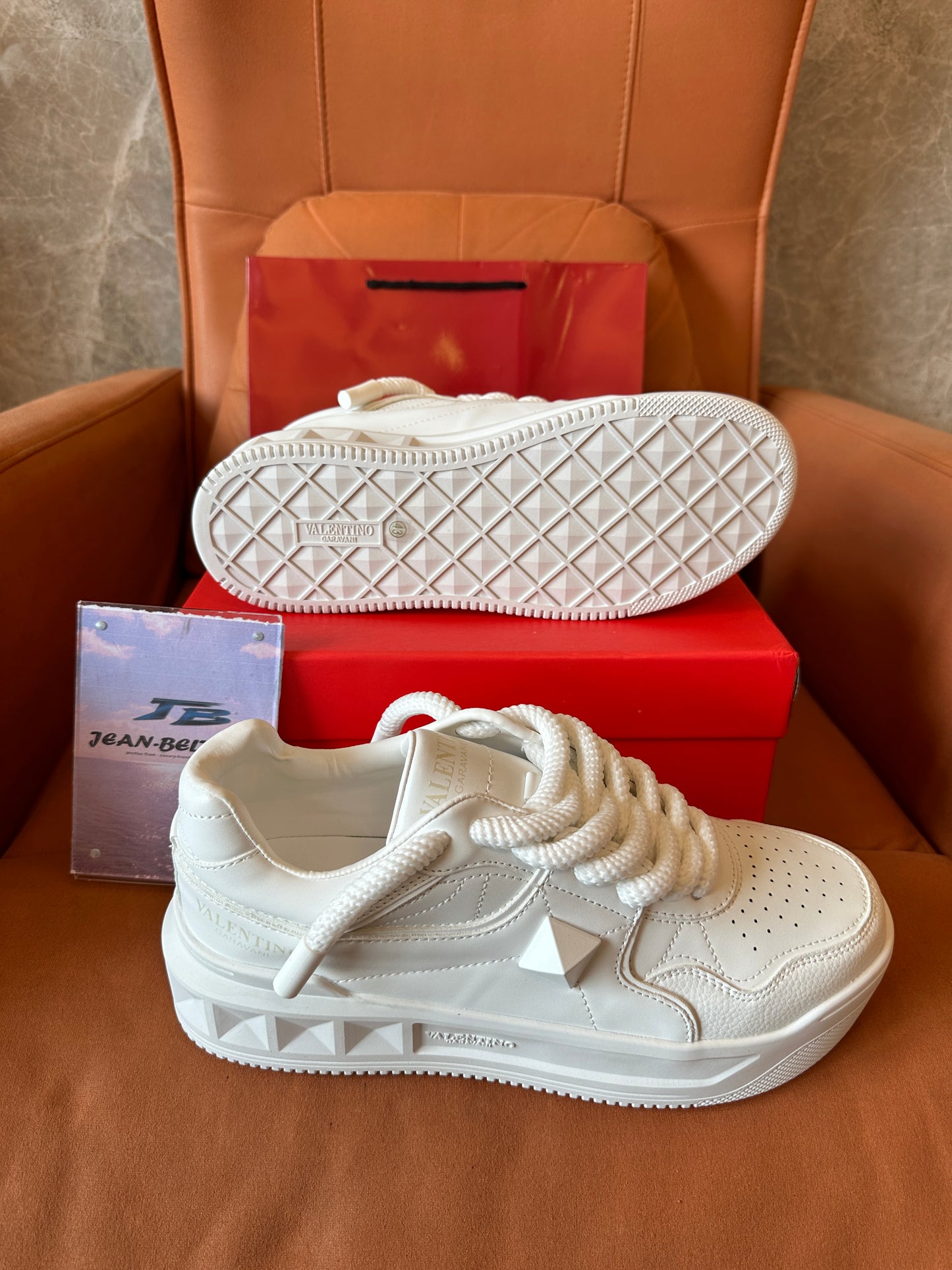 Valentino Garavani White Leather Platform Sneakers