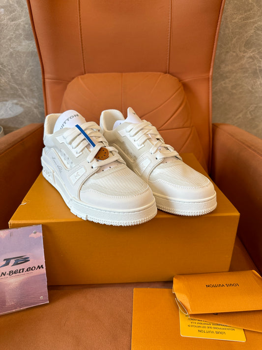 Louis Vuitton LV Trainer Sneakers – All White Monochrome Edition