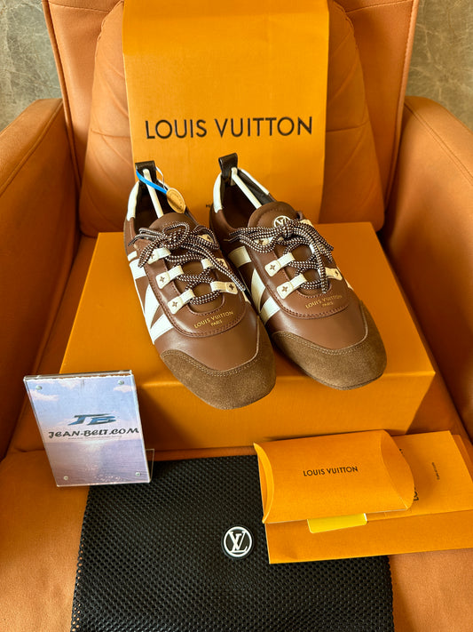Louis Vuitton LV Logo Brown Leather Suede Sneakers