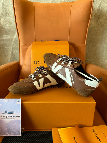 Louis Vuitton LV Logo Brown Leather Suede Sneakers