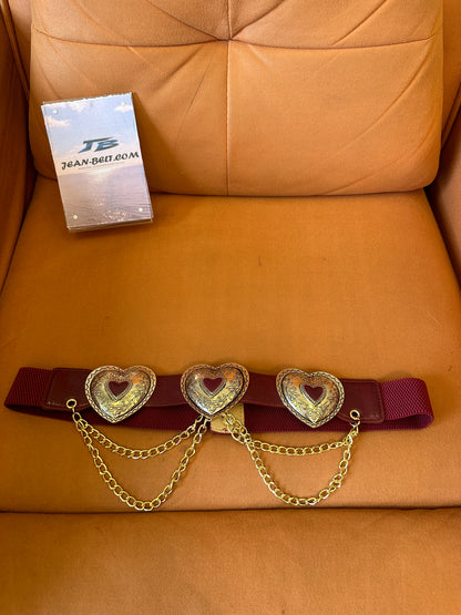 Heart Buckle Waist Belt with Gold Chains