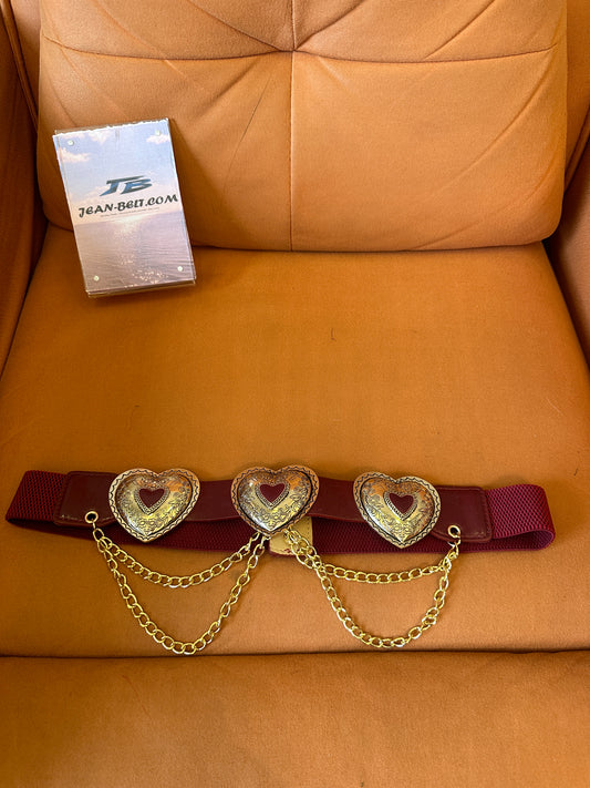 Heart Buckle Waist Belt with Gold Chains
