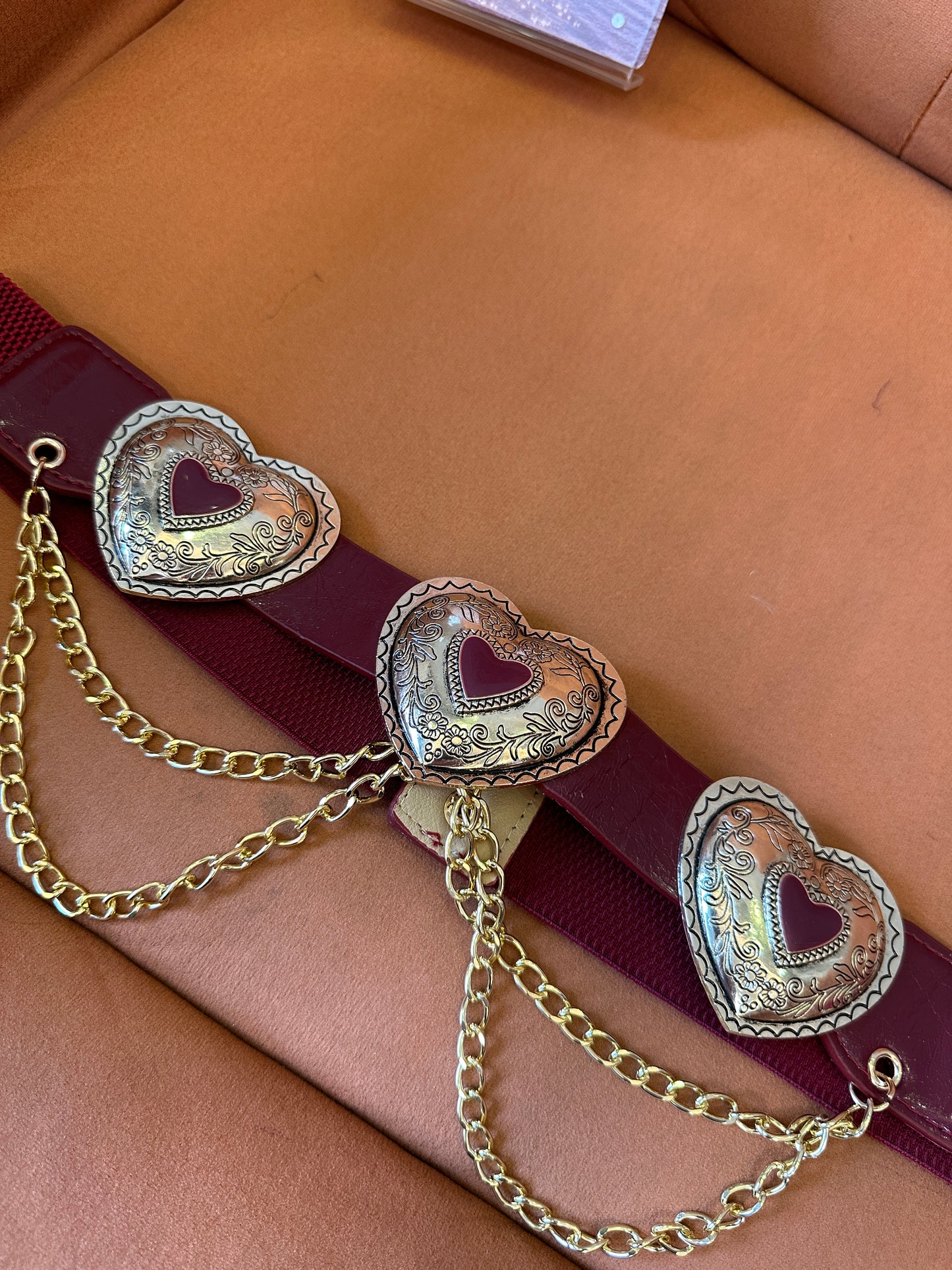 Heart Buckle Waist Belt with Gold Chains