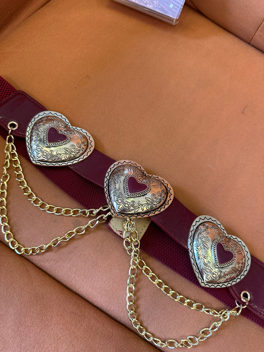 Heart Buckle Waist Belt with Gold Chains