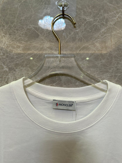 Moncler Classic White Logo T-shirt with Embroidered Patch