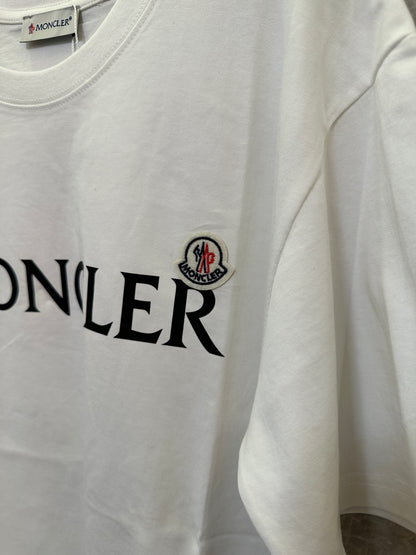 Moncler Classic White Logo T-shirt with Embroidered Patch