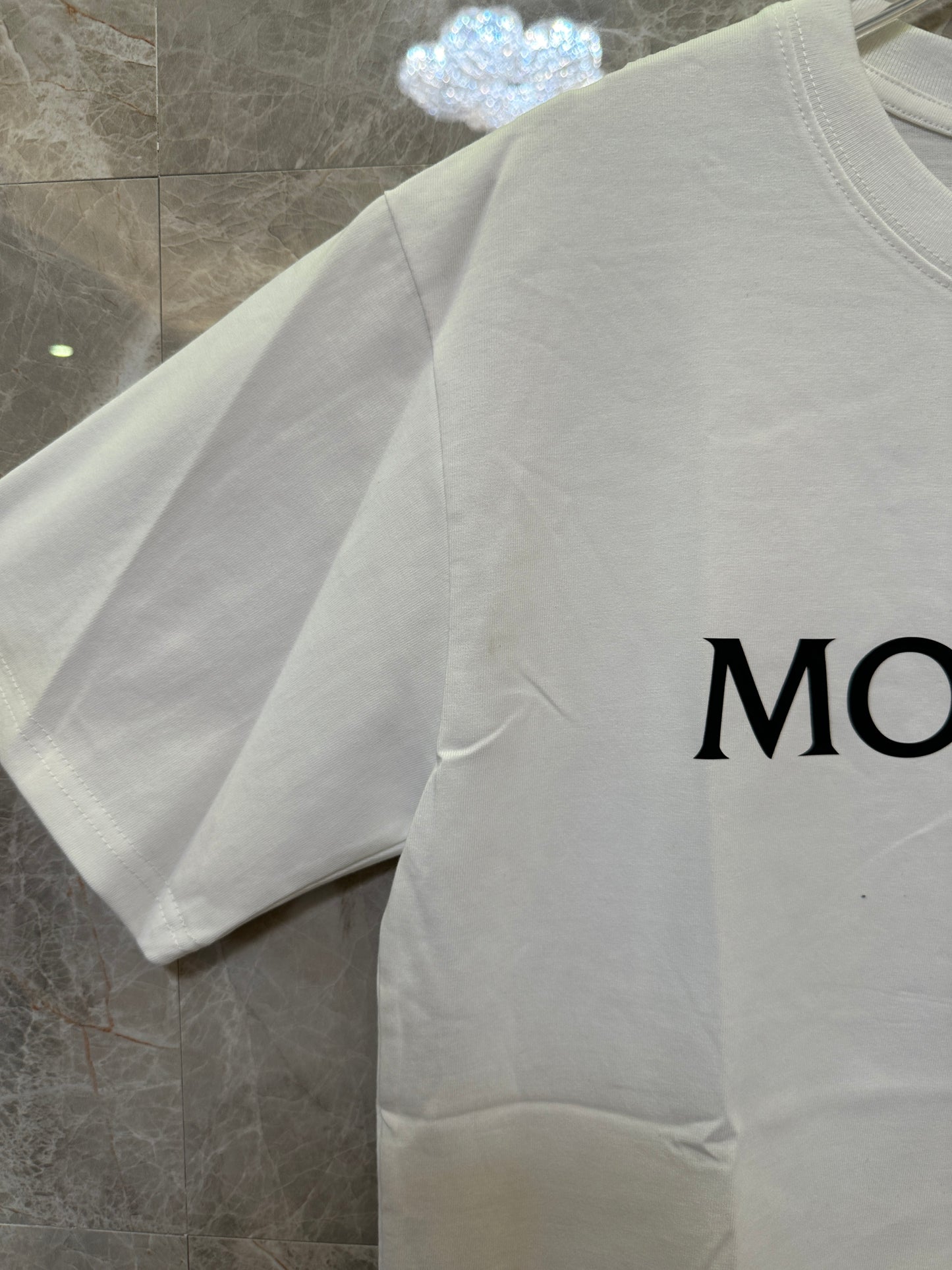 Moncler Classic White Logo T-shirt with Embroidered Patch