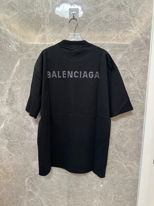 Balenciaga Oversized Black Crystal Logo T-shirt