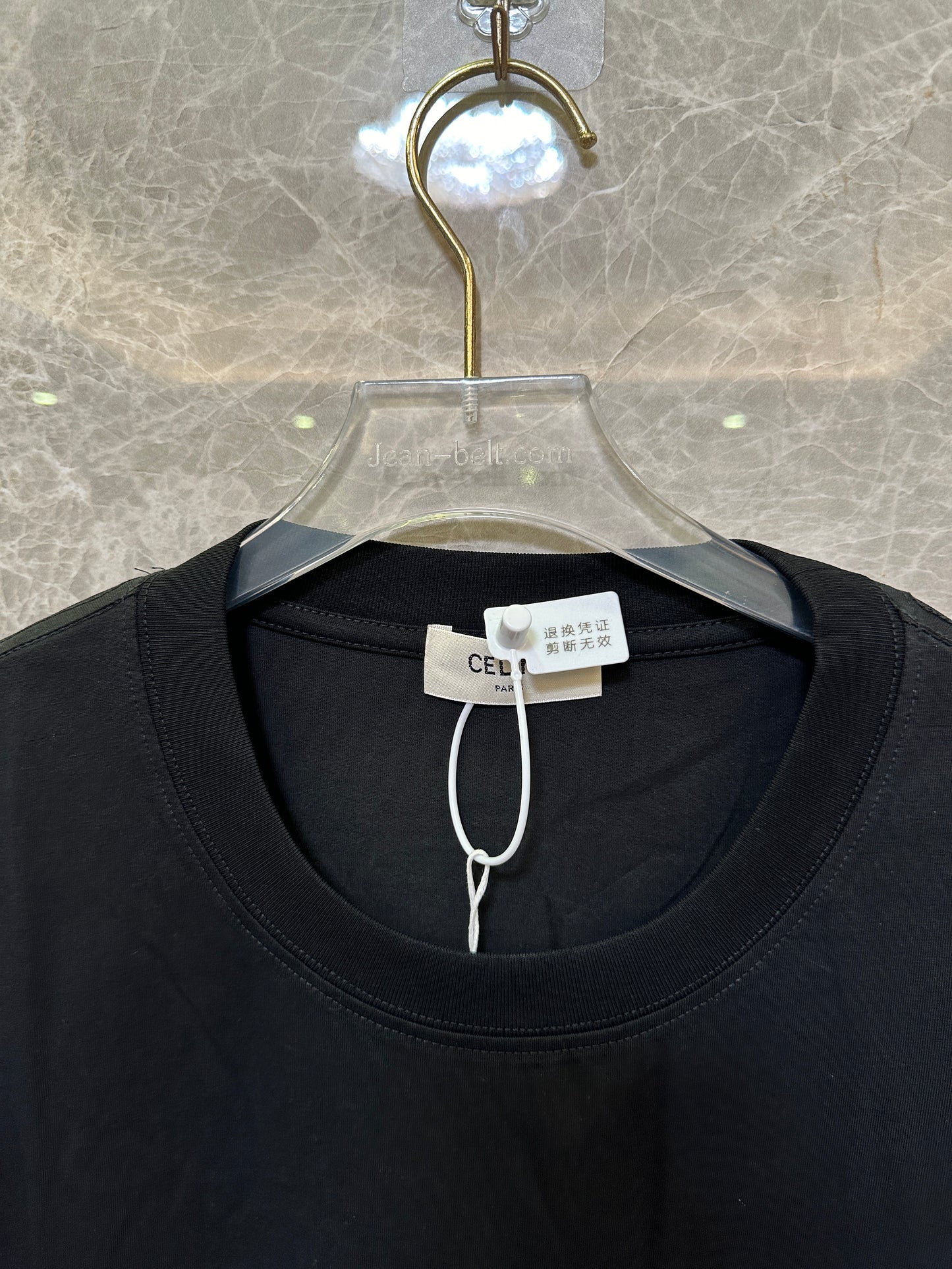 Celine Black Cotton Logo T-shirt