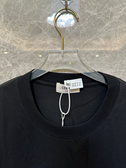 Celine Black Cotton Logo T-shirt