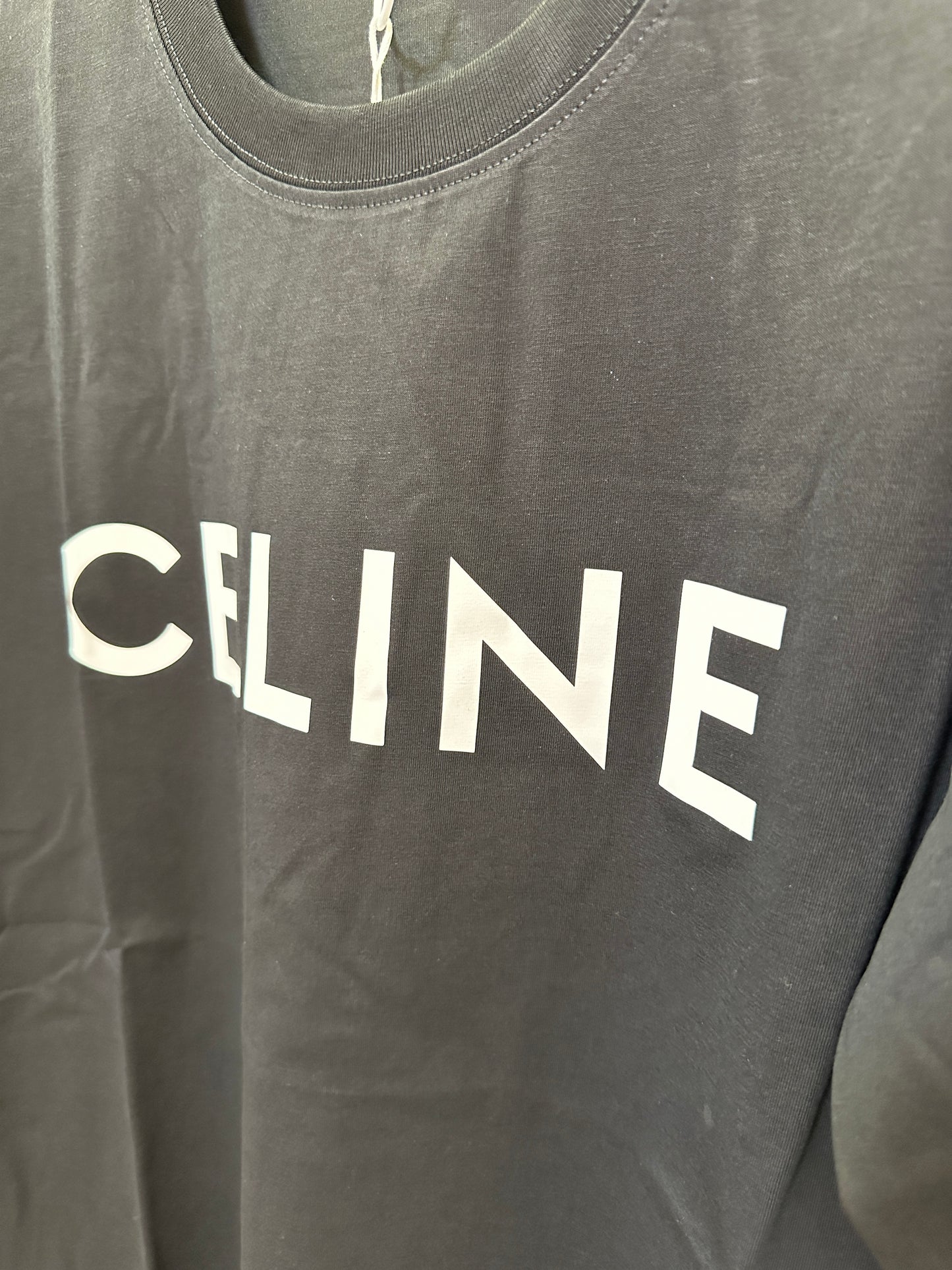 Celine Black Cotton Logo T-shirt