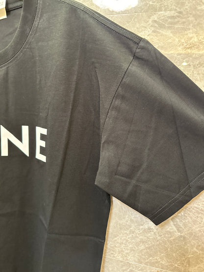 Celine Black Cotton Logo T-shirt
