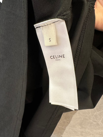 Celine Black Cotton Logo T-shirt