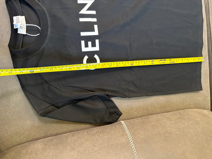 Celine Black Cotton Logo T-shirt
