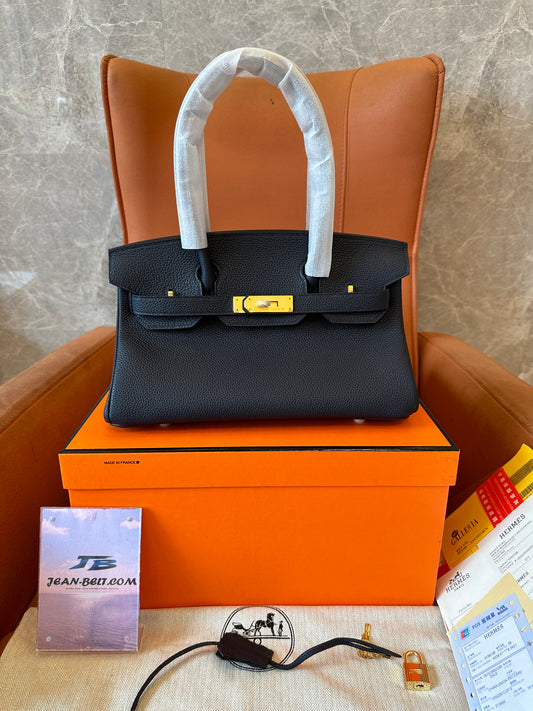 [Full Handmade]Hermès Birkin 29 Black Togo Leather Handbag
