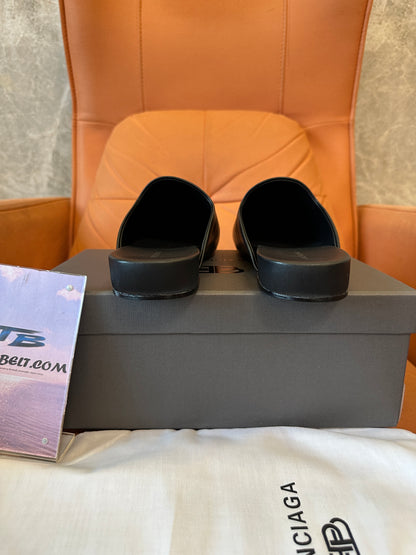 Balenciaga Leather Mule Slippers with BB Logo