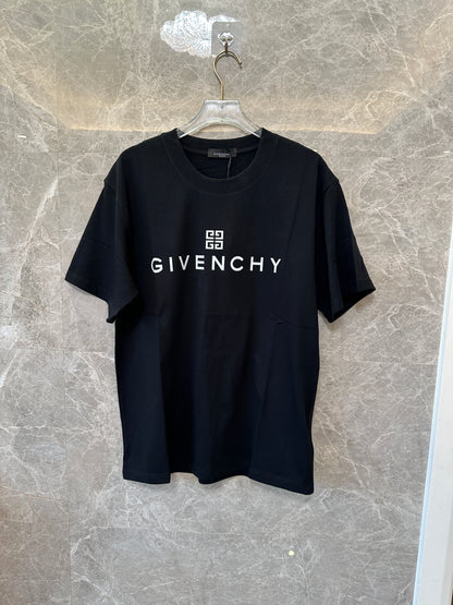 T-shirt Givenchy preta de algodão com logótipo branco estampado