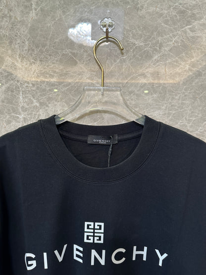 T-shirt Givenchy preta de algodão com logótipo branco estampado