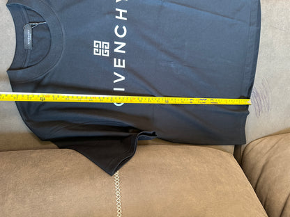 T-shirt Givenchy preta de algodão com logótipo branco estampado