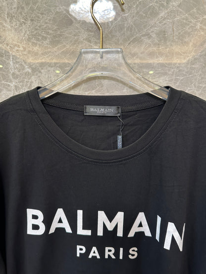 Balmain Paris Men's Black Cotton Logo T-shirt