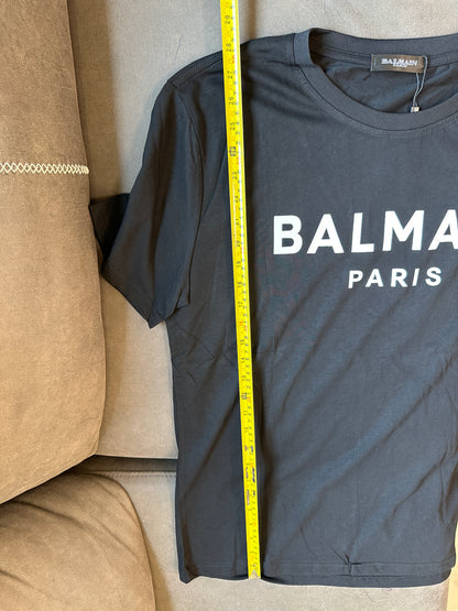 Balmain Paris Men's Black Cotton Logo T-shirt