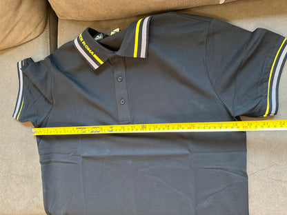 Fendi Roma Men's Black Polo Shirt with Yellow Striped Collar