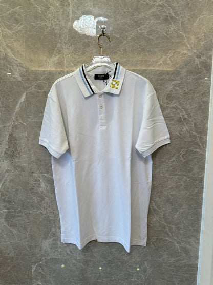 Polo Fendi para homem em algodão branco com logótipo FF na gola