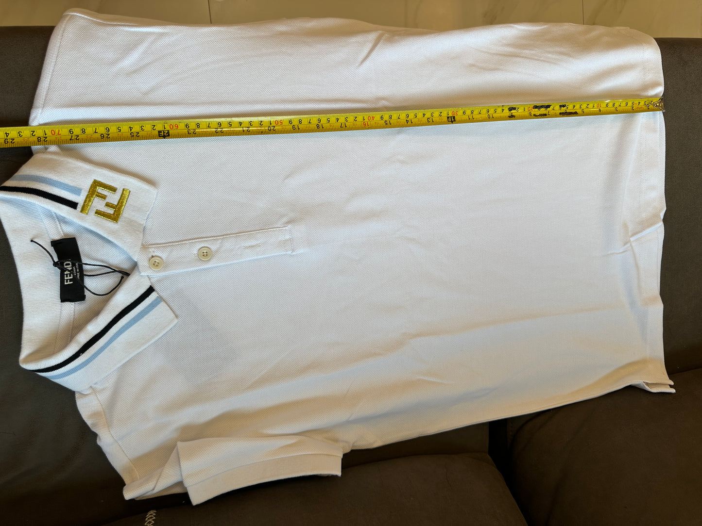 Polo Fendi para homem em algodão branco com logótipo FF na gola