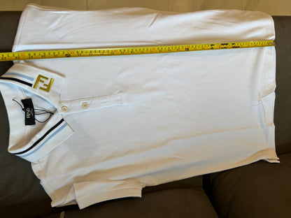 Polo Fendi para homem em algodão branco com logótipo FF na gola
