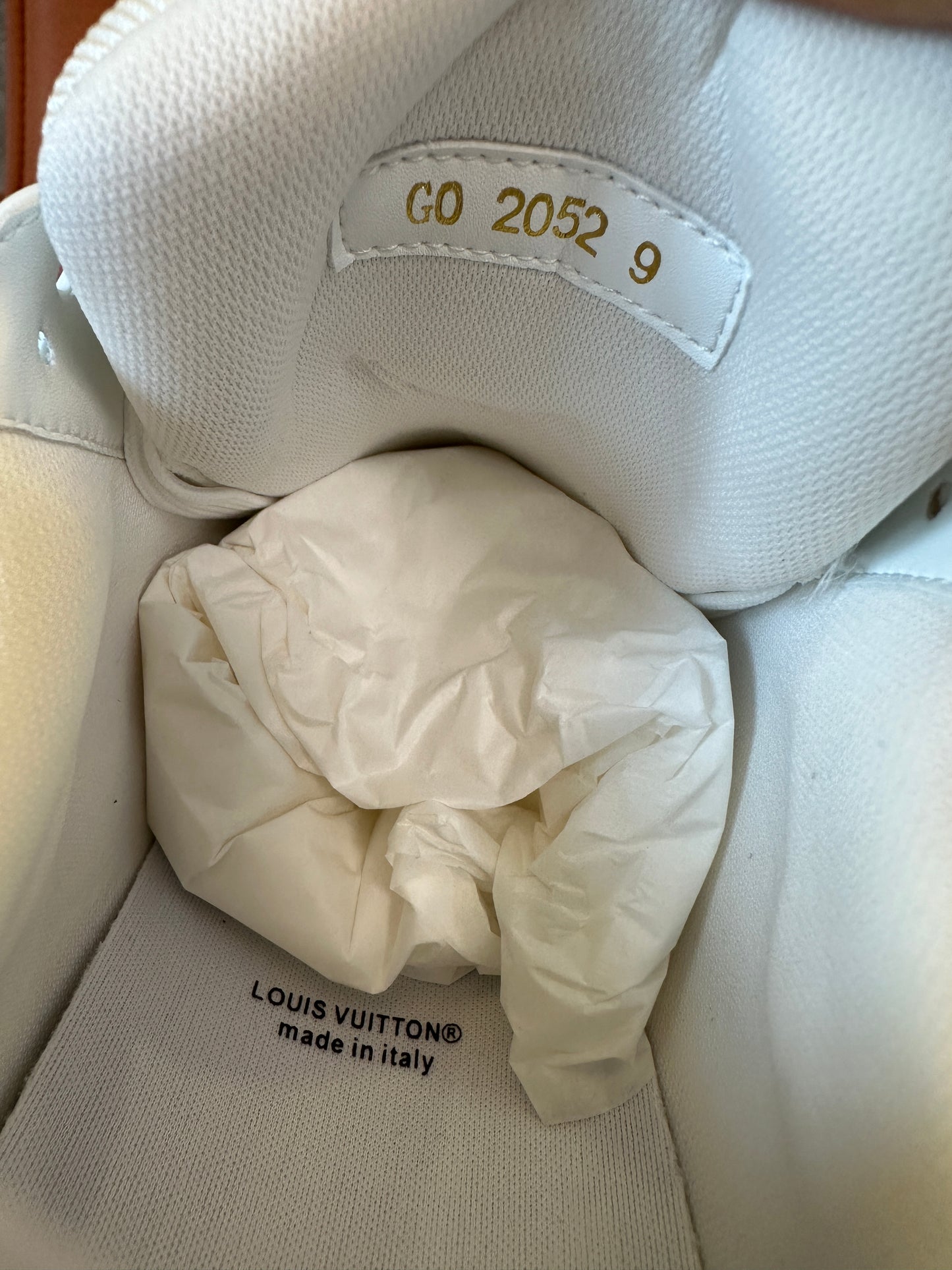 Louis Vuitton Trainer Sneaker White Monogram Embossed Leather Low-Top