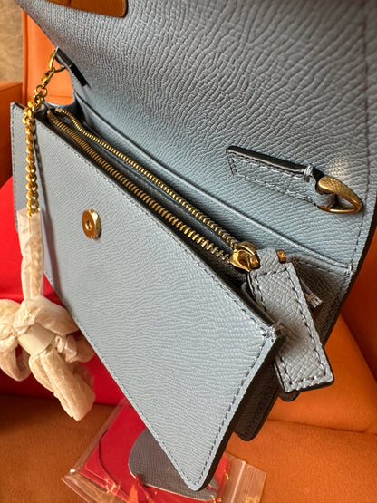 Valentino Garavani VLogo Signature Shoulder Bag in Powder Blue Calfskin