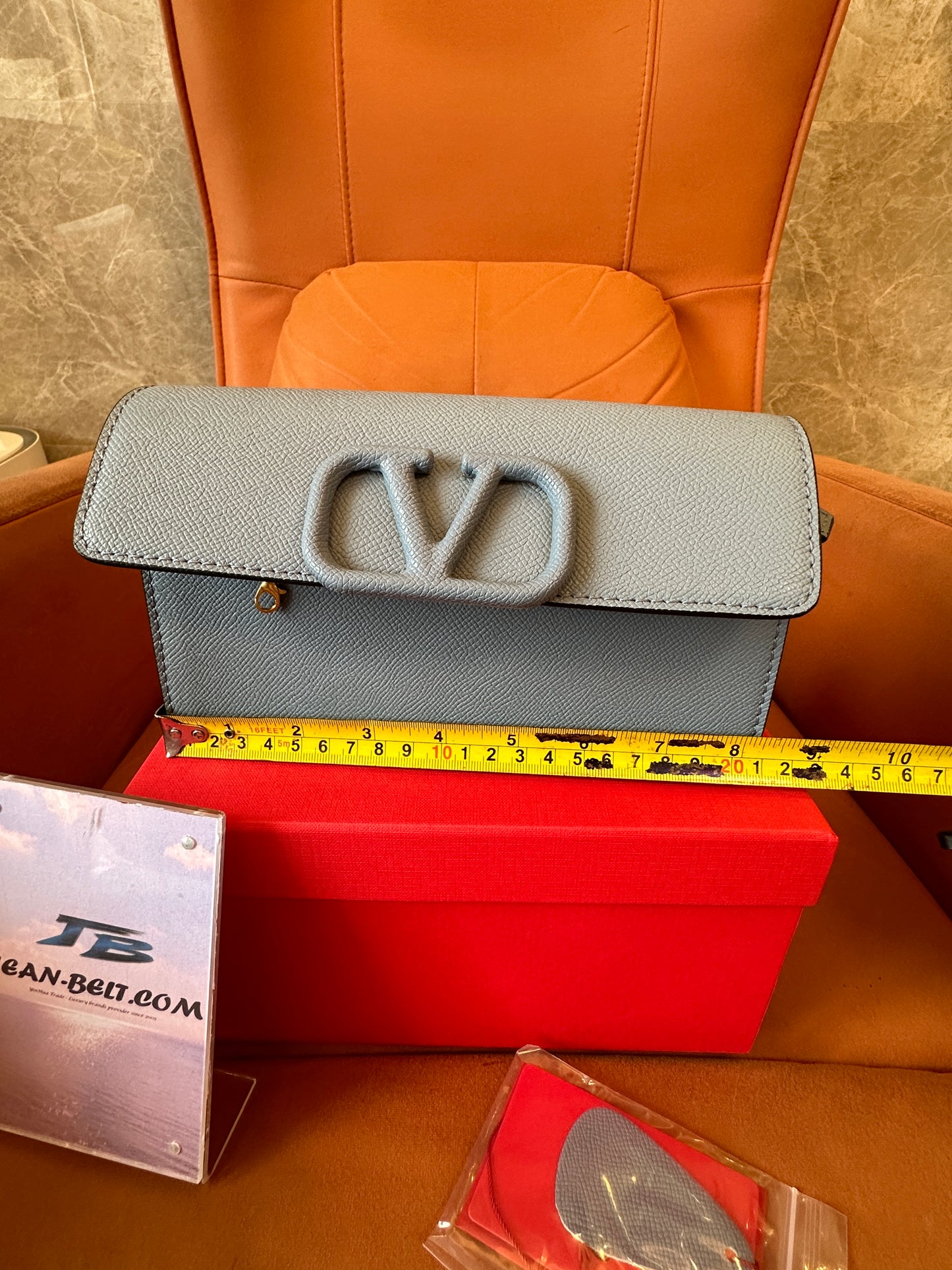 Valentino Garavani VLogo Signature Shoulder Bag in Powder Blue Calfskin
