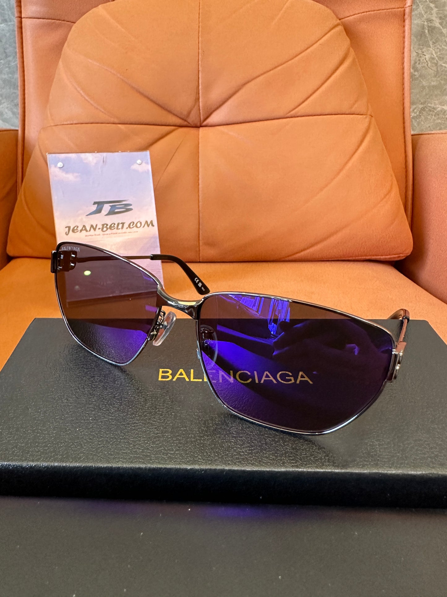 Balenciaga BB0037SK 002 Sunglasses with Purple Lenses